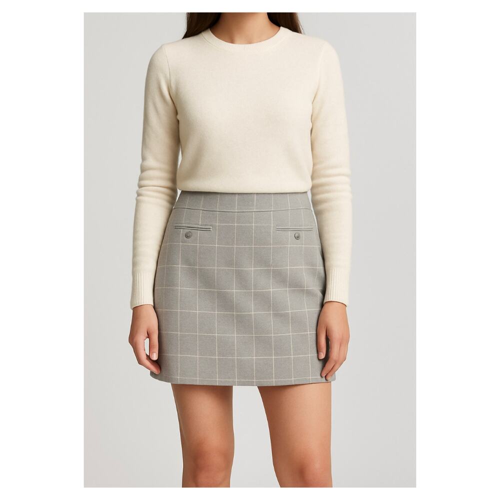 NWT Banana Republic Petite Gray Plaid Soft Brushed A-Line Mini Skirt 12P - Picture 10 of 10